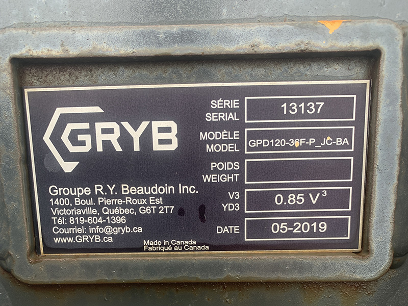 2019 GRYB GPD120-36 36 INCH DIGGING EXCAVATOR BUCKET