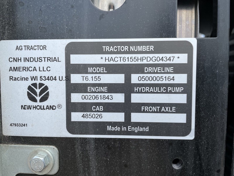 2023 NEW HOLLAND T6.155 ELECTRO COMMAND TRACTOR