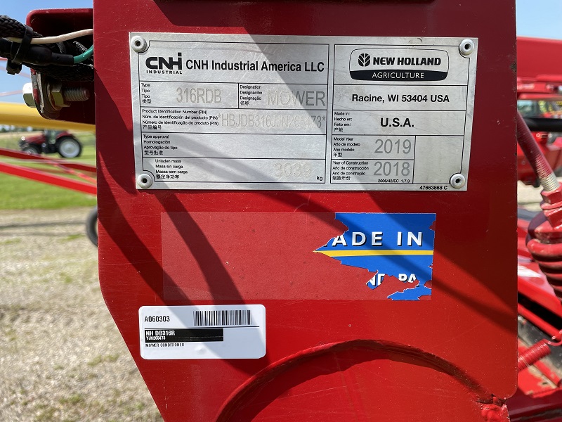 2019 NEW HOLLAND 316 MOWER CONDITIONER