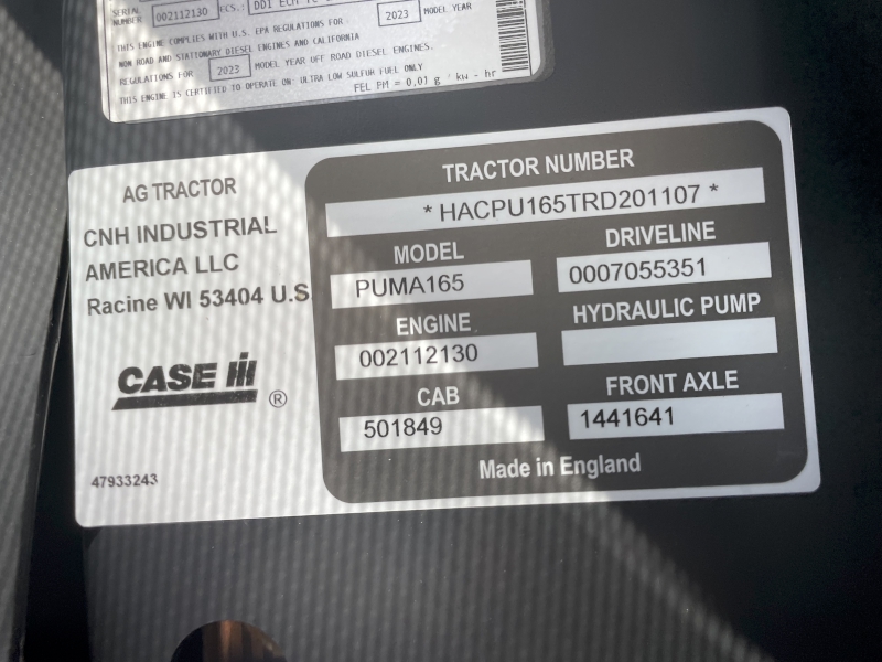 2024 CASE IH PUMA 165 CVXDRIVE TRACTOR