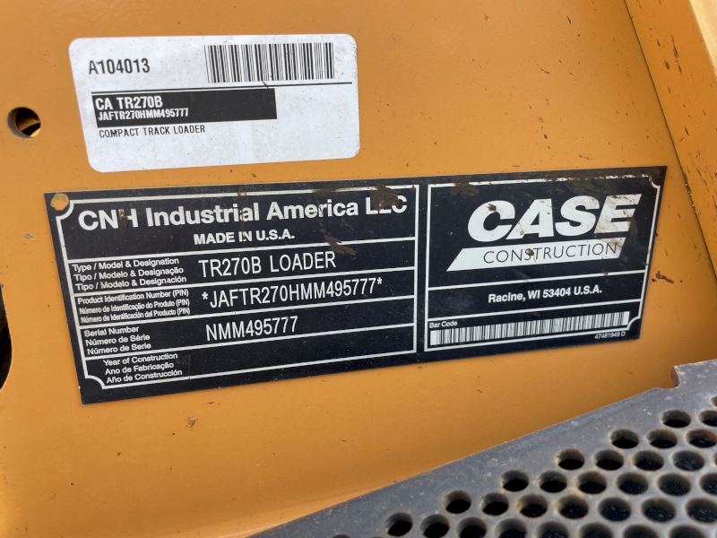 2021 CASE TR270B COMPACT TRACK LOADER