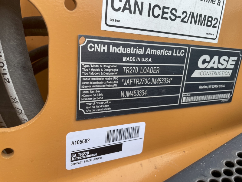 2019 CASE TR270 COMPACT TRACK LOADER