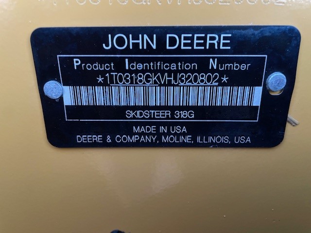 2017 JOHN DEERE 318G SKID STEER LOADER