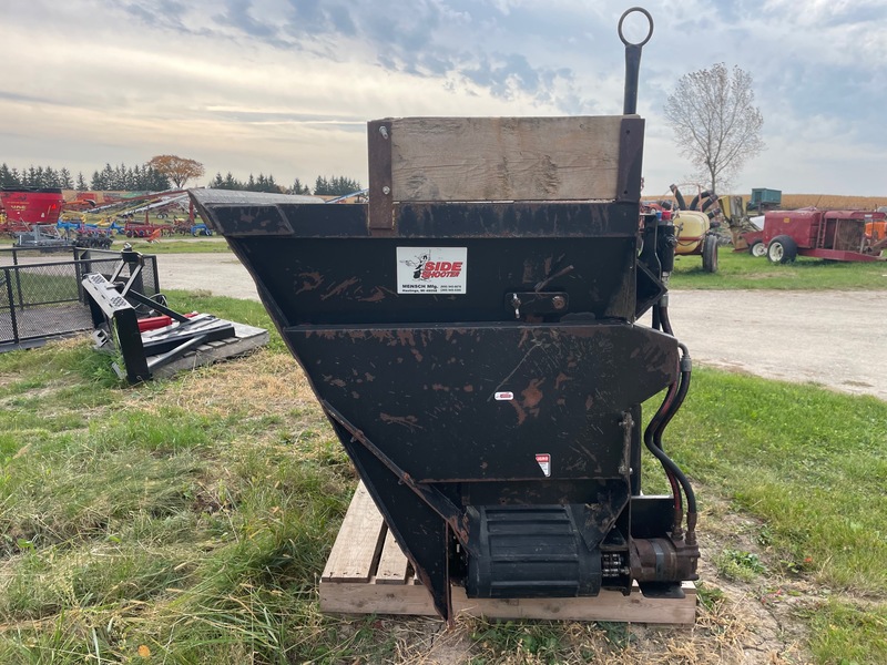 Miscellaneous  Sawdust / Sand Spreader: Mensch Side-Shooter 8ft Belt Unload Bucket | Skid Steer + Quick Attach Photo