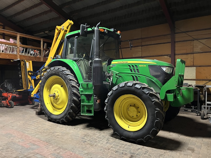 John Deere 6120M Tractor Loader with Bomford Boom Mower