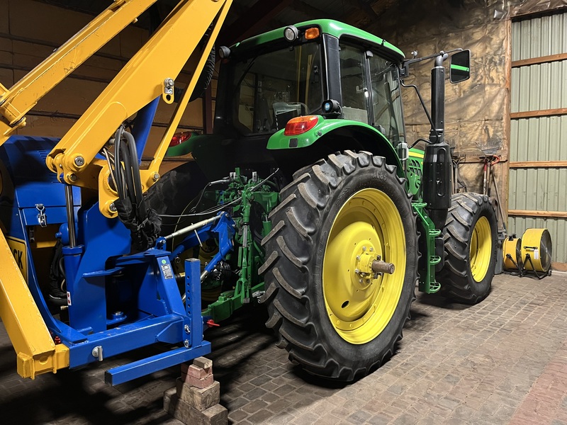 John Deere 6120M Tractor Loader with Bomford Boom Mower